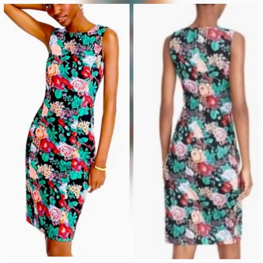 J. Crew Adachi Floral Print Sleeveless Knee Length Sheath Dress‎ Women Size 12